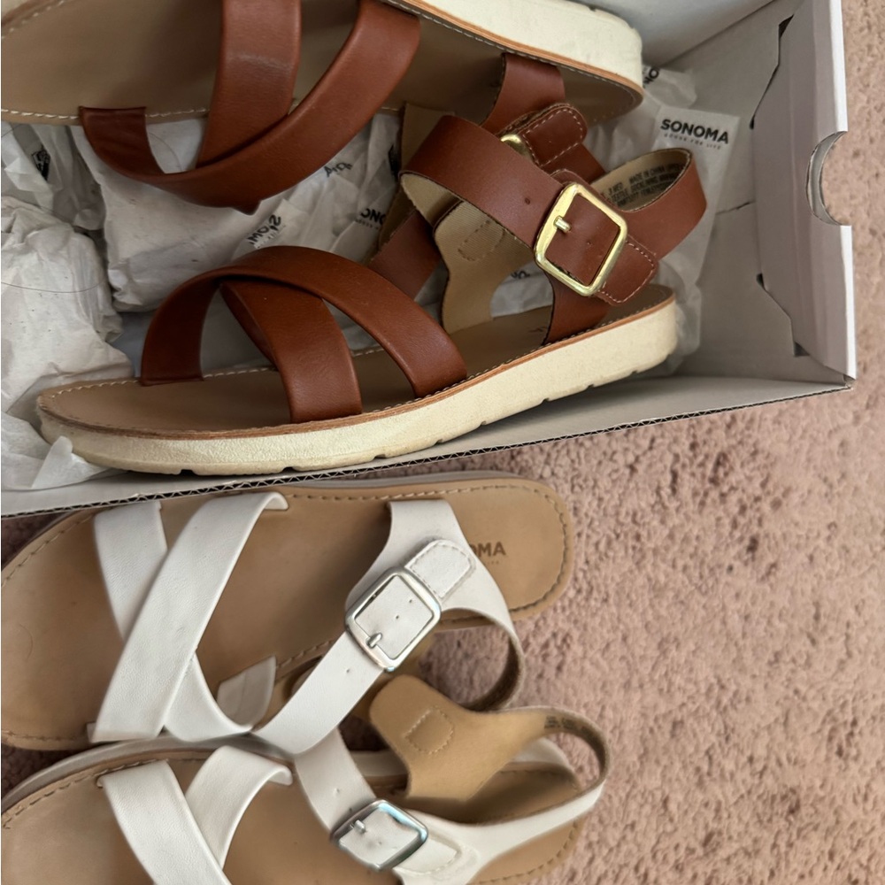 Sonoma girls Brown and White Sandals
